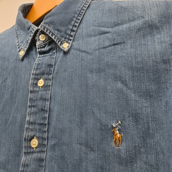 Ralph Lauren Other - Ralph Lauren Mens Denim Button Down Shirt Blue Long Sleeve Pony Logo Large L